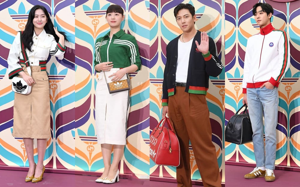 Celebrities display retro fashion at the Adidas x Gucci collection launching show allkpop