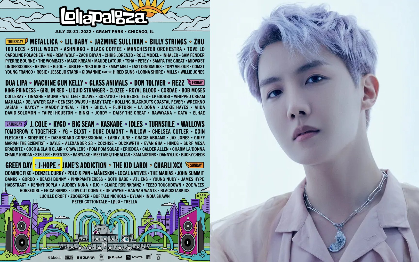Korean Netizens Exhilarated To See Bts S J Hope Headlining Lollapalooza Allkpop