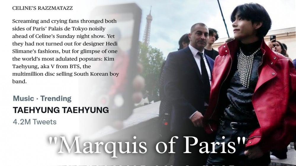 BTS' Taehyung was mobbed by a fan at Paris Fashion Week