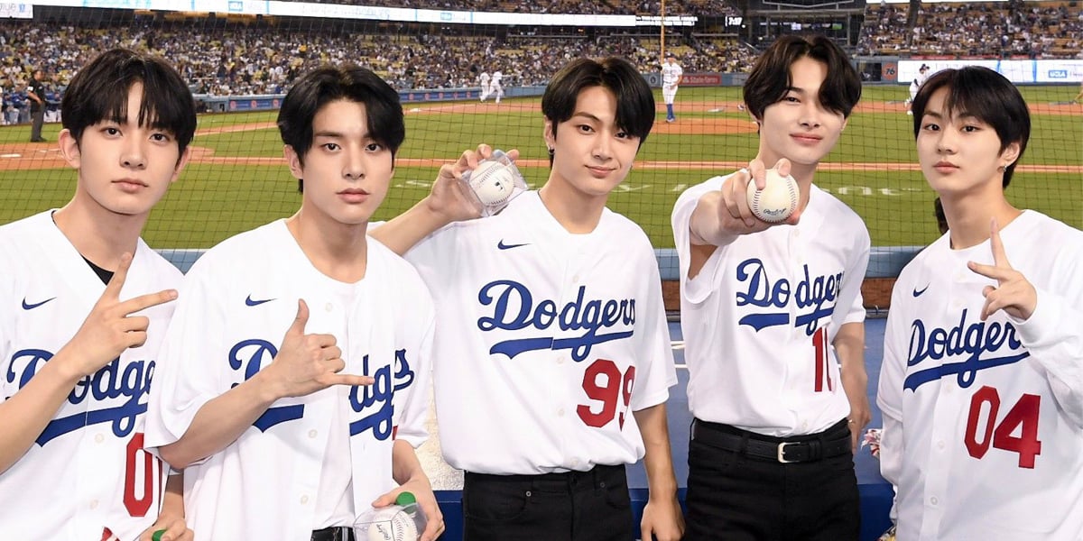 ENHYPEN successfully throw the first pitch at 'LA Dodgers' game! allkpop