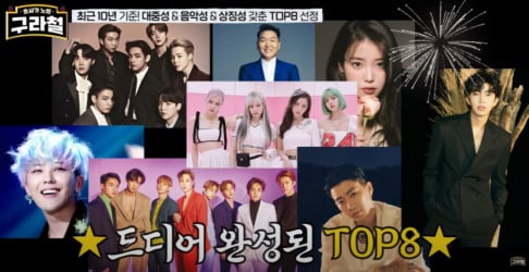 G-Dragon, BLACKPINK, BTS, EXO, IU, Jay Park, Kim Gu Ra, Lim Young Woong, Psy