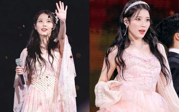 A collection of IU's makeup, hair, & outfits during her two-day 
