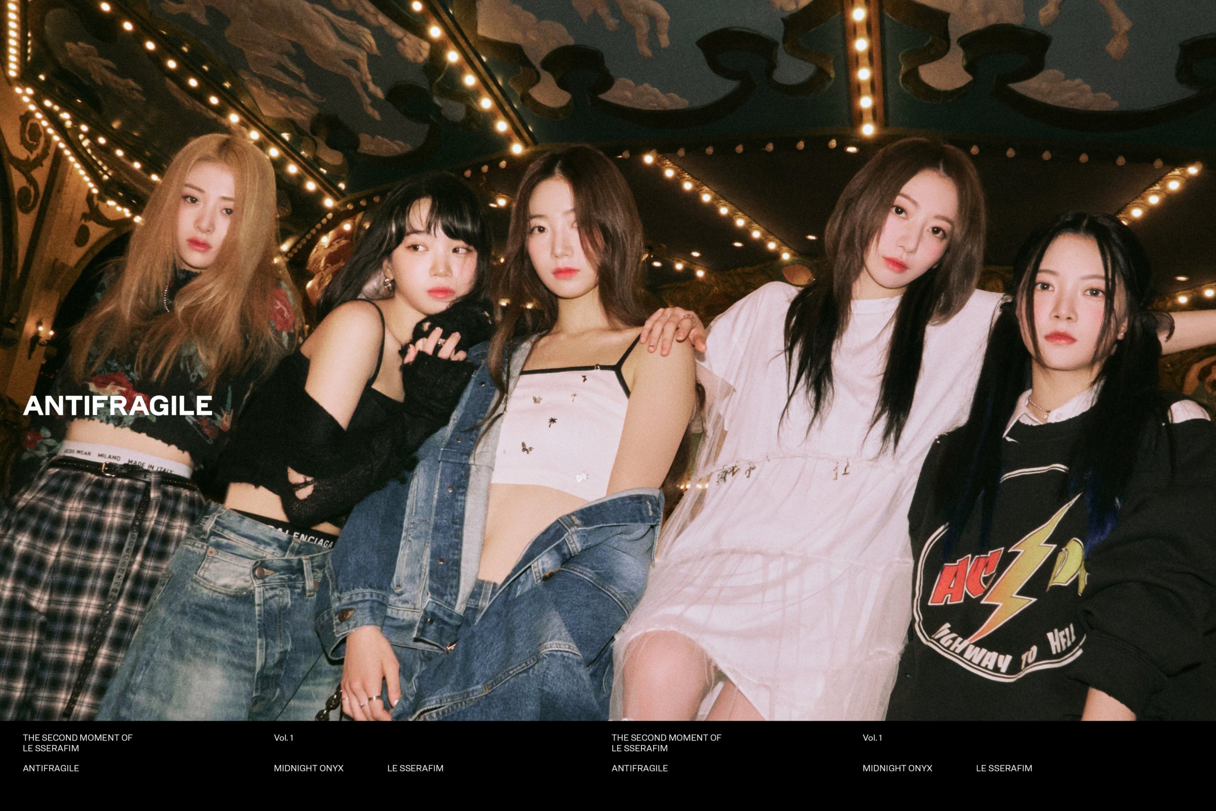 LE SSERAFIM members go on a merry-go-round in concept photos for
