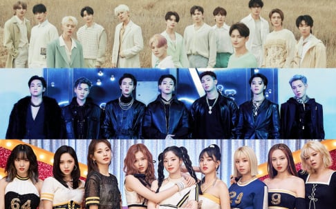 aespa, ATEEZ, BLACKPINK, BTS, ENHYPEN, ITZY, IVE, NCT 127, NCT Dream, Seventeen, Stray Kids, TWICE, TXT