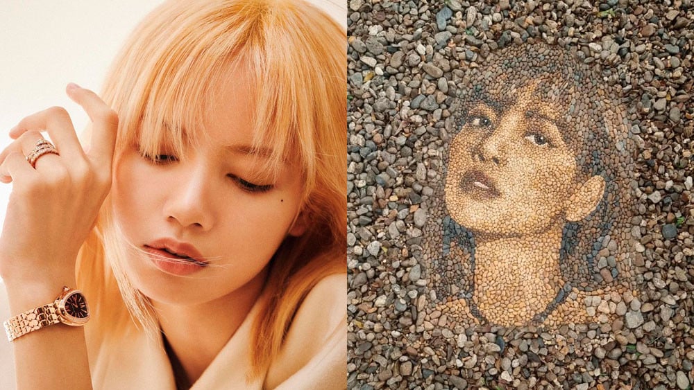 A talented British artist shows love for BLACKPINK’s LISA by creating an incredible portrait using only stones of different colors from the Mekong River in Thailand