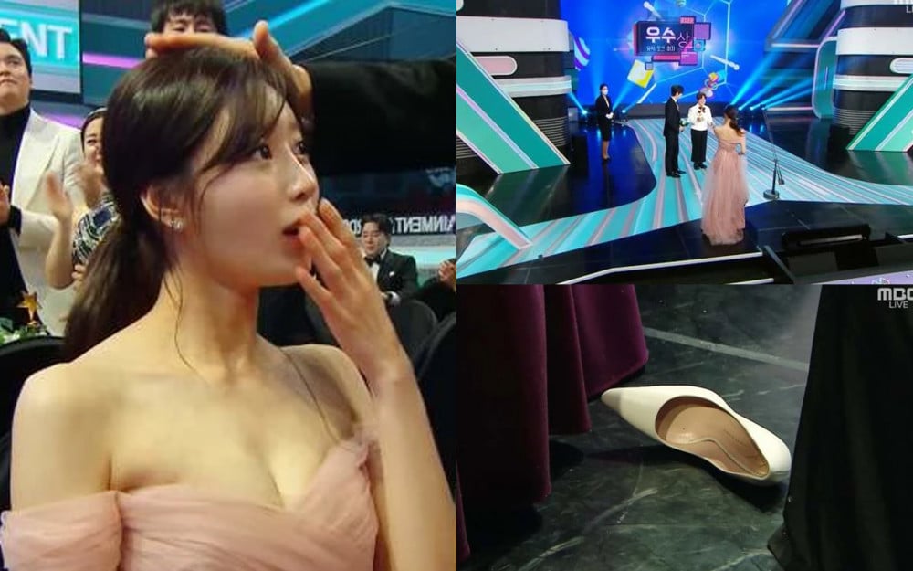 Former Lovelyz member Lee Mi Joo reveals why she went to receive her award  barefoot at the MBC Entertainment Awards | allkpop