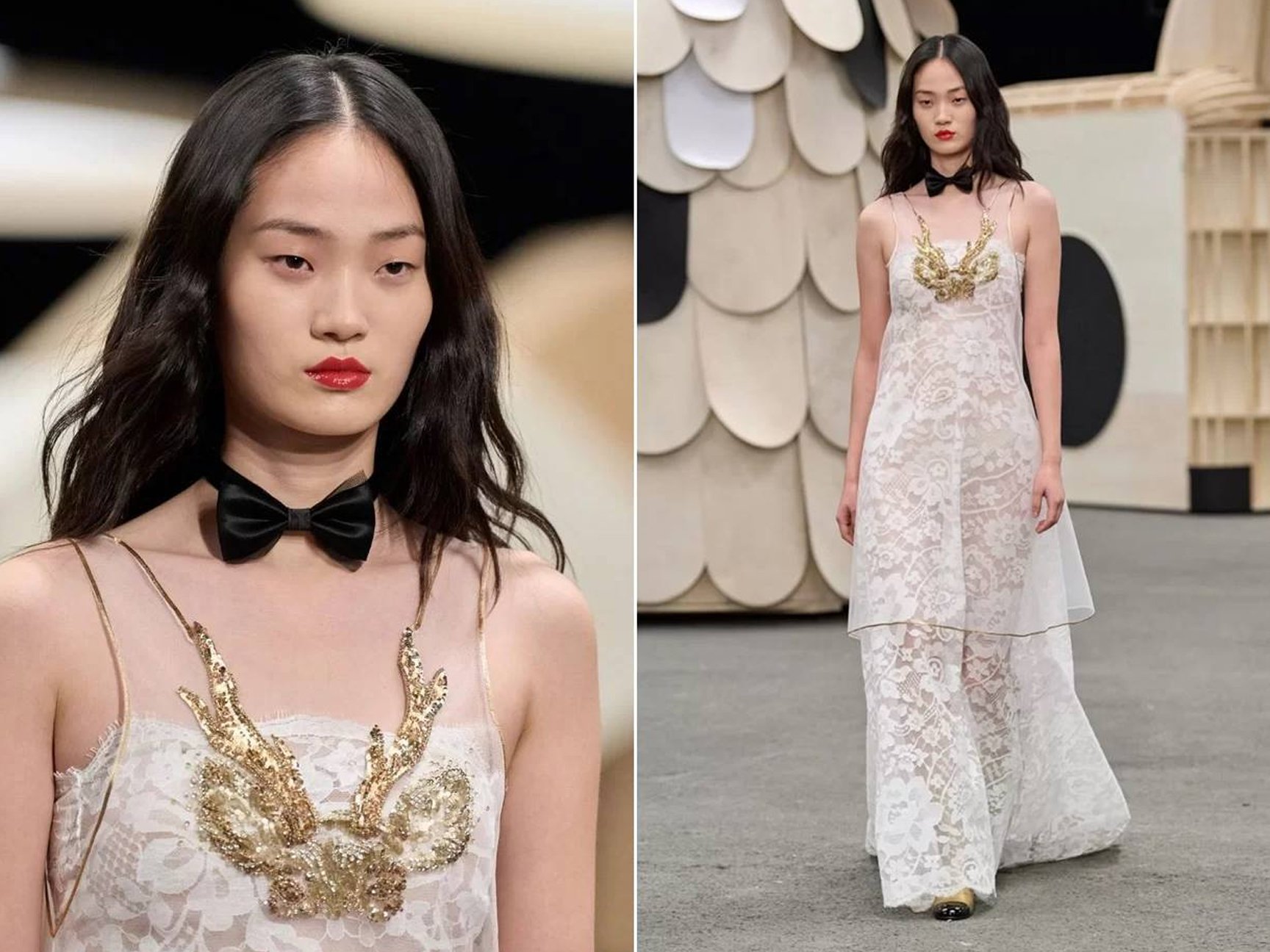 Model Hoyeon Jung walks on the runway during the Chanel Fashion