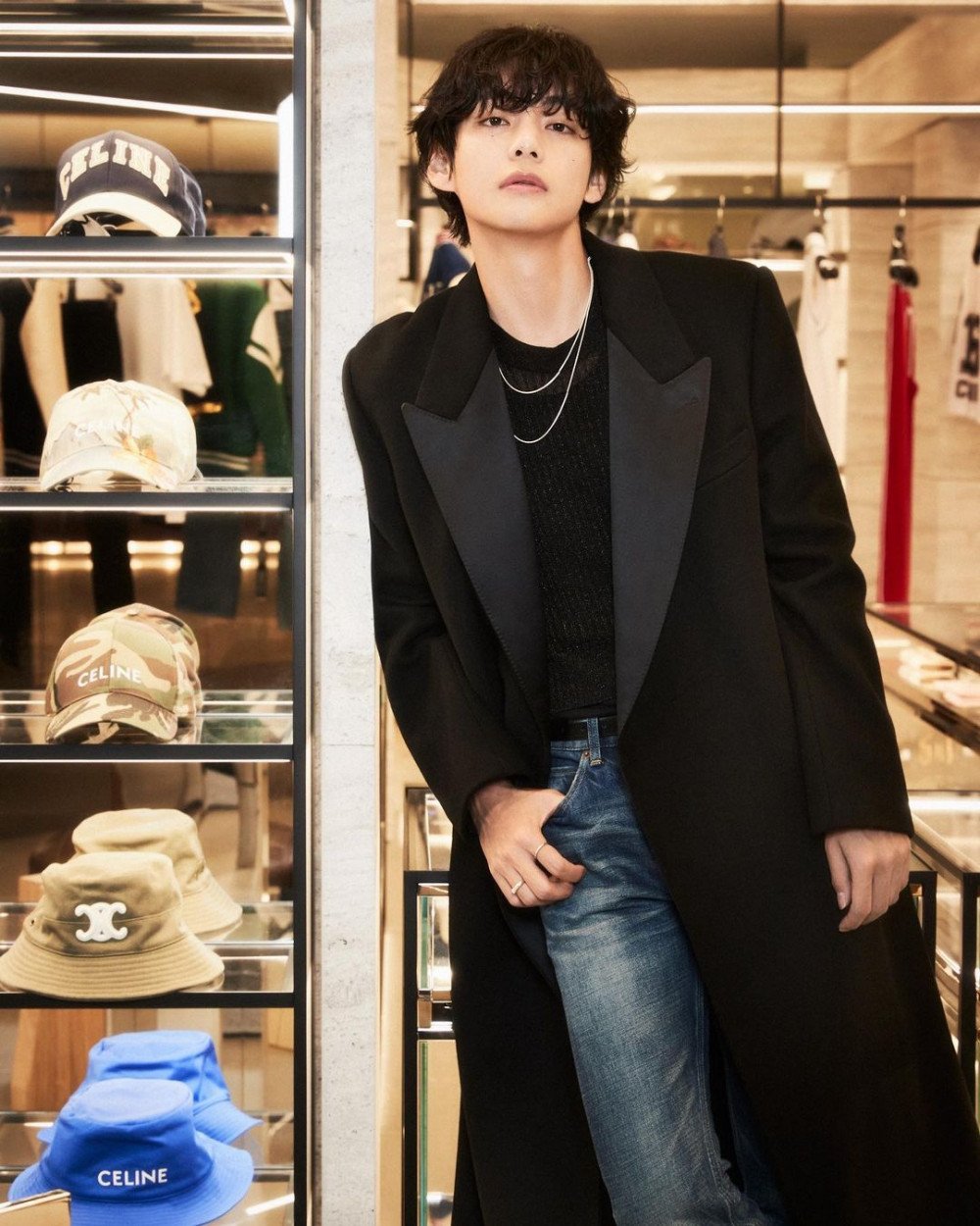 World Music Awards on X: #BTS' #V displays his influence as brand  ambassador for #CELINE, selling out various items immediately from his look  at the opening of CELINE's pop-up store in Seoul