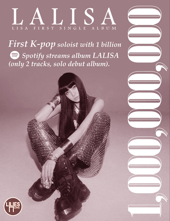 BLACKPINK's Lisa makes history as 1st K-pop solo artist with 1.5 billion  streams across all songs on Spotify