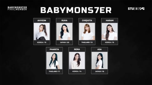 BABYMONSTER, Rami, Ahyeon, Ruka, Rora, Asa, Pharita, Chiquita, Yang Hyun Suk