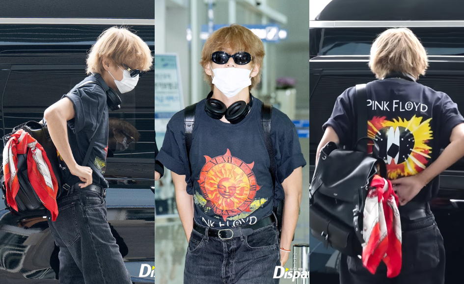 BTS's V (Kim Taehyung) looks effortlessly chic at the airport departing  South Korea for Japan