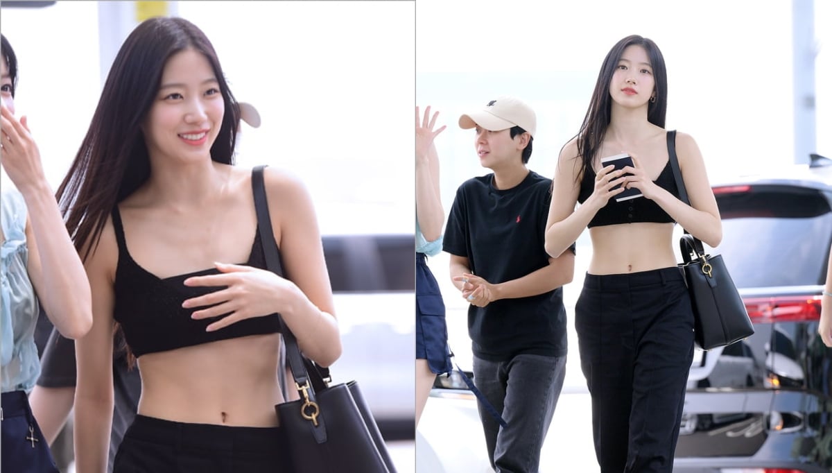 LE SSERAFIM's Kazuha shows off her fit physique as she heads to the airport  for the group's overseas schedule | allkpop