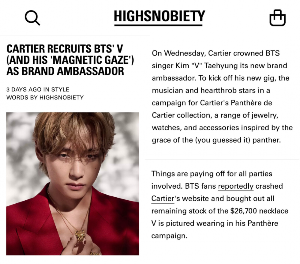 Cartier Taps BTS' Kim Taehyung as Brand Ambassador – WWD