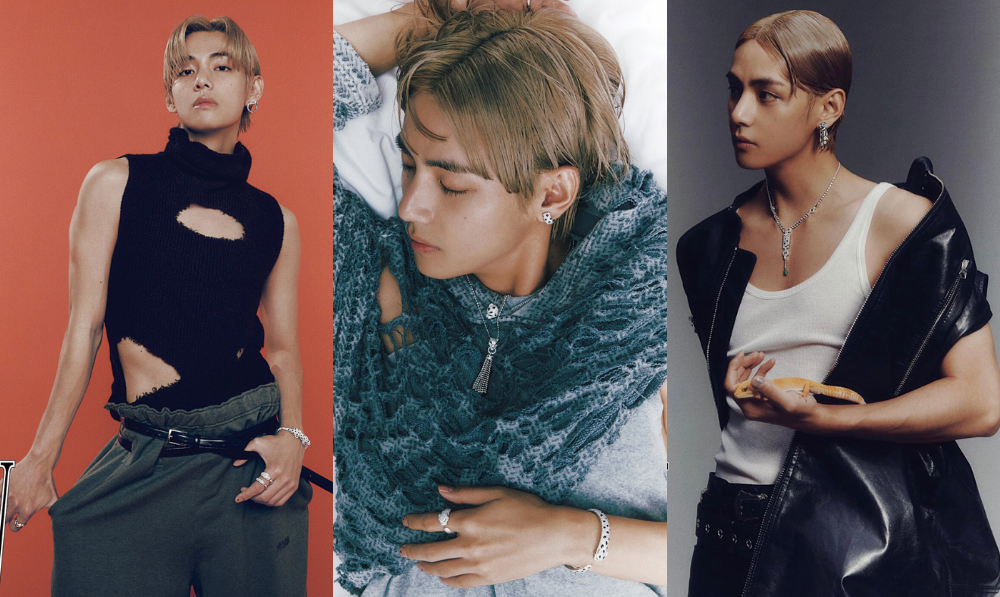 BTS's V (Kim Taehyung) exudes seductive glamour adorned in 'Panthere de  Cartier' jewelry for 'W Korea' magazine