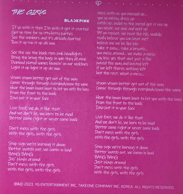 BLACKPINK – THE GIRLS Lyrics