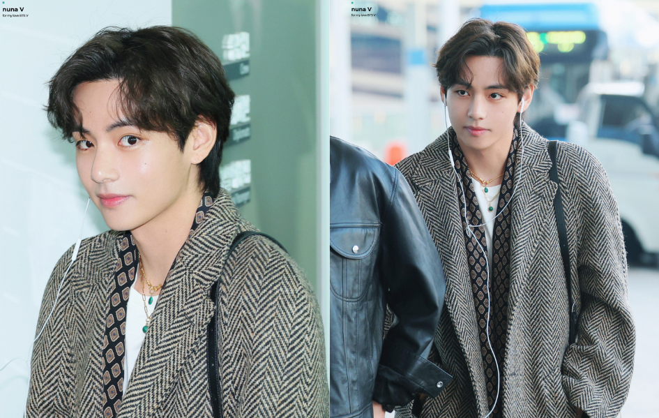 BTS V aka Kim Taehyung's Latest Airport Look in Blue Denim and