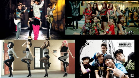 BABYMONSTER, Big Bang, BTS, Epik High, Highlight, MBLAQ, NewJeans, TVXQ, Wonder Girls, 2NE1, 4minute