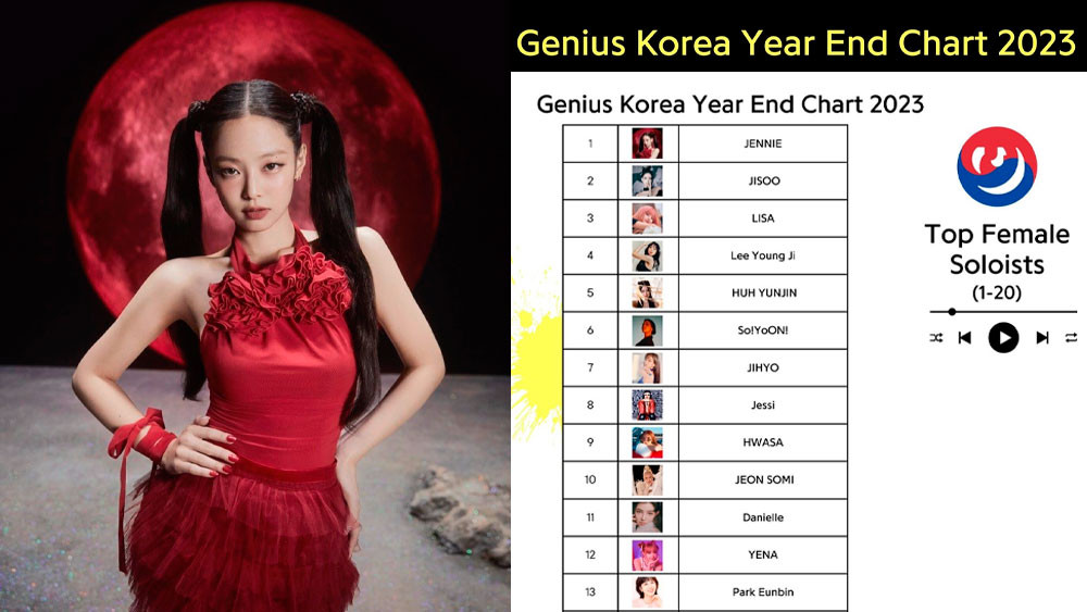BLACKPINK's JENNIE ranks at #1 on the 2023 Year-End Genius Korea Chart ...