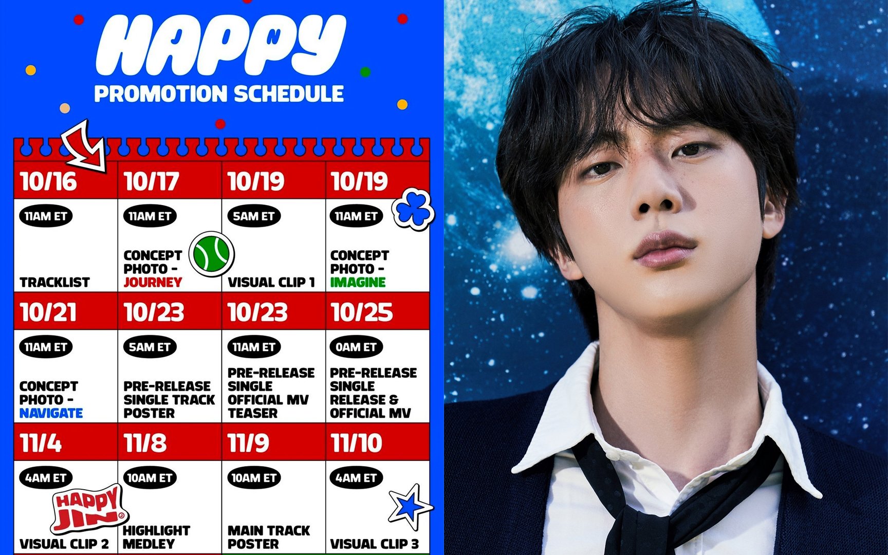 Jin BTS memulai hitungan mundur untuk perilisan album solonya 'Happy' Jin BTS memulai hitungan mundur untuk perilisan album solonya 'Happy'
