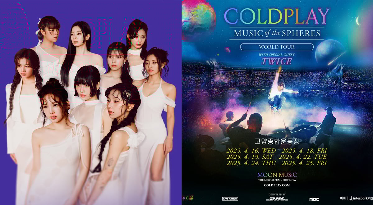 TWICE diumumkan sebagai tamu istimewa untuk tur dunia Coldplay 'Music Of The Spheres' di Seoul TWICE diumumkan sebagai tamu istimewa untuk tur dunia Coldplay 'Music Of The Spheres' di Seoul