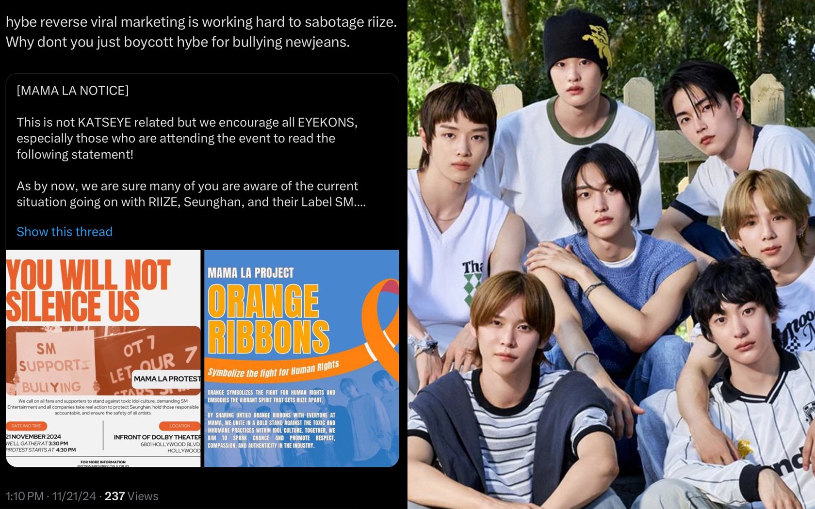 Sebuah fandom dikritik karena mengorganisir nyanyian “RIIZE is 7” di 'MAMA Awards 2024' di LA