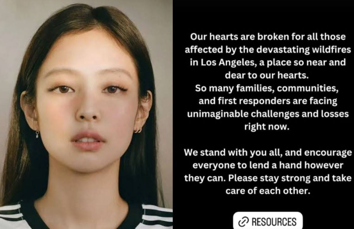 Jennie BLACKPINK memposting pesan dukungan yang tulus kepada mereka yang terkena dampak kebakaran hutan LA