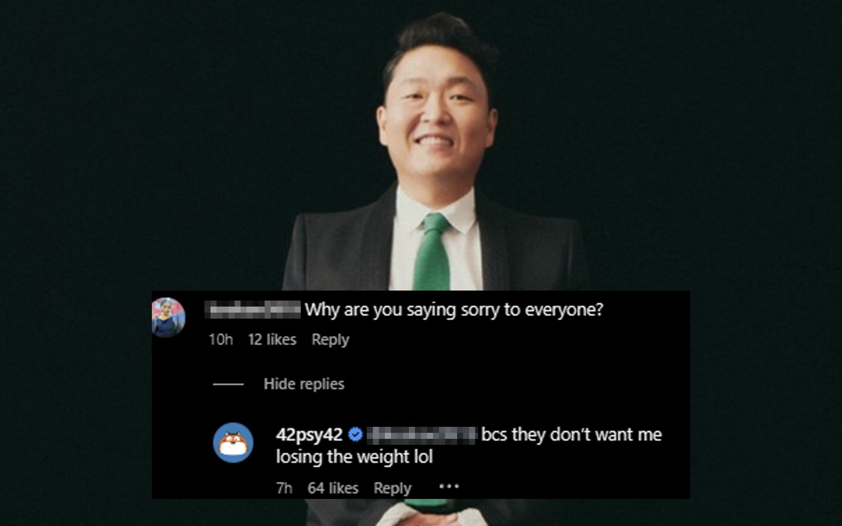 Psy meminta maaf kepada penggemar karena kehilangan terlalu banyak berat badan Psy meminta maaf kepada penggemar karena kehilangan terlalu banyak berat badan