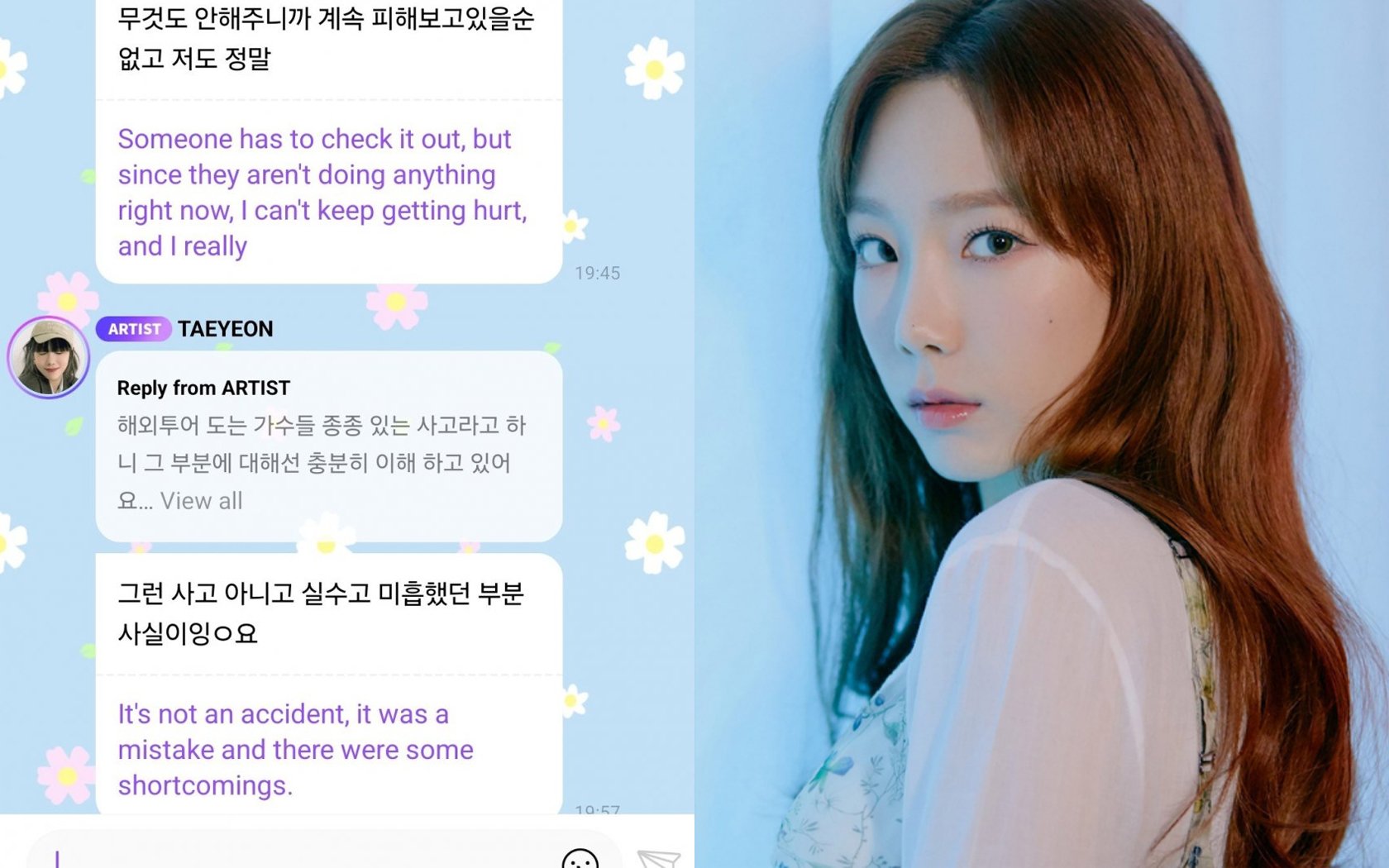 Taeyeon mengatakan pembatalan konser Jepang bukan karena kecelakaan tetapi kesalahan