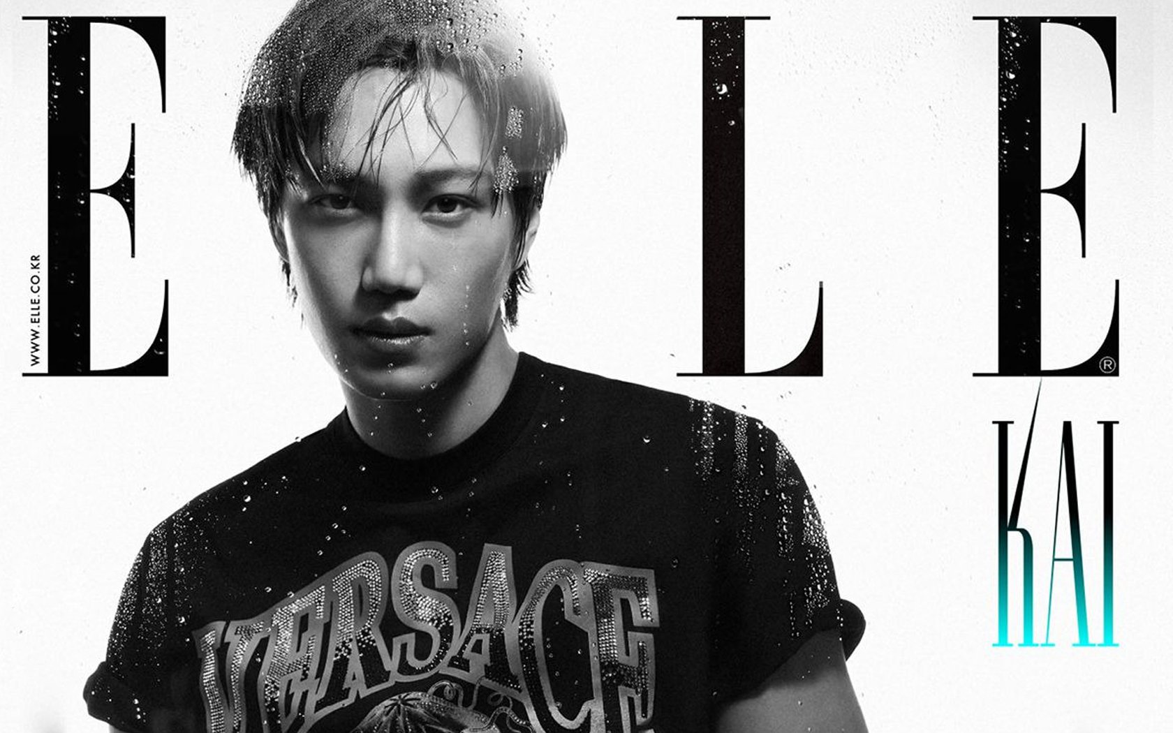 Exo’s Kai berpose di Versace for Elle Magazine