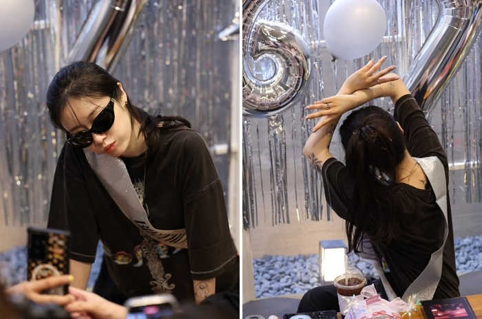 Jiyeon berpose dengan kue kecil di hari ulang tahunnya