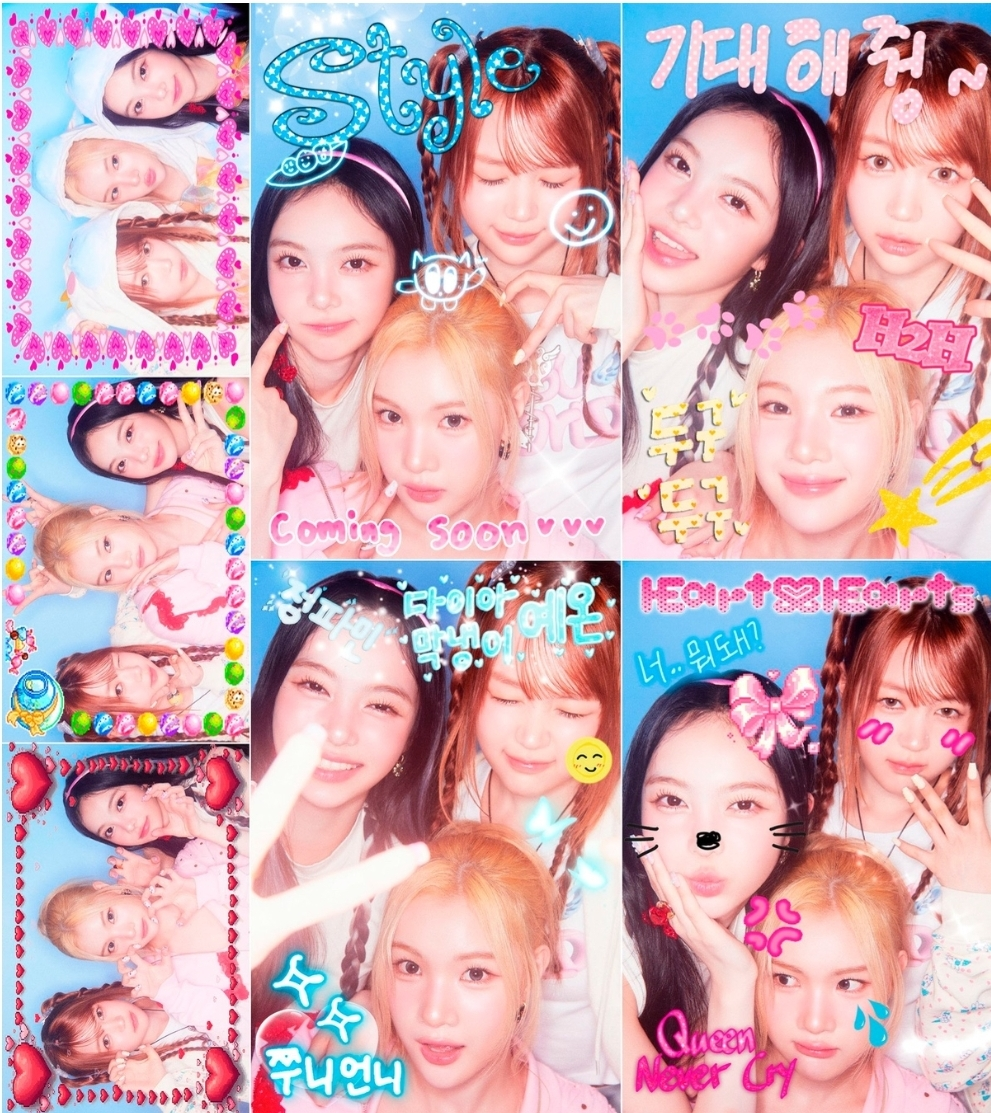Another Hearts2Hearts 'STYLE' digital single teaser image with doodles