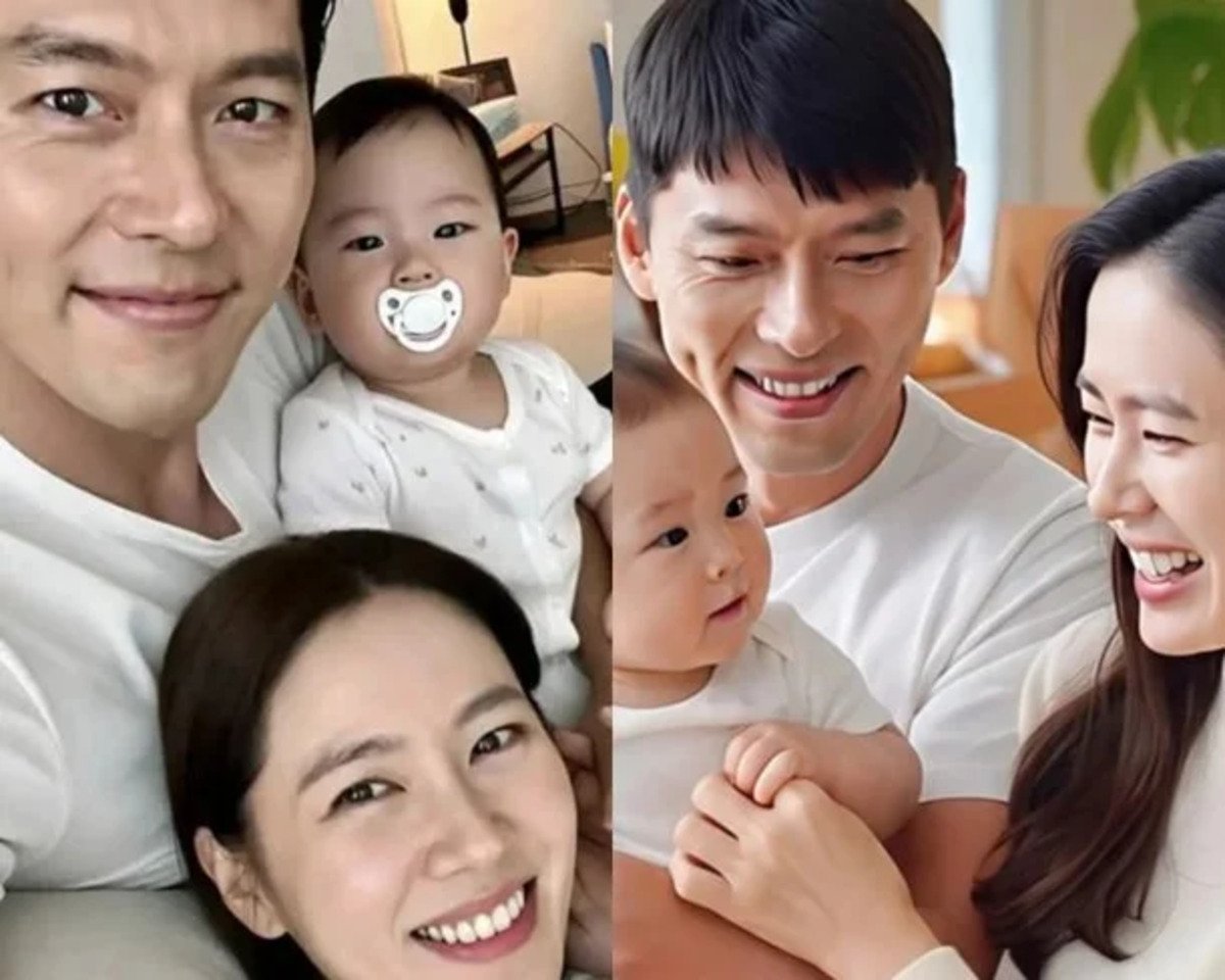 Son Ye Jin and Hyun Bin's agencies respond to AI-generated family photo  circulating online | allkpop