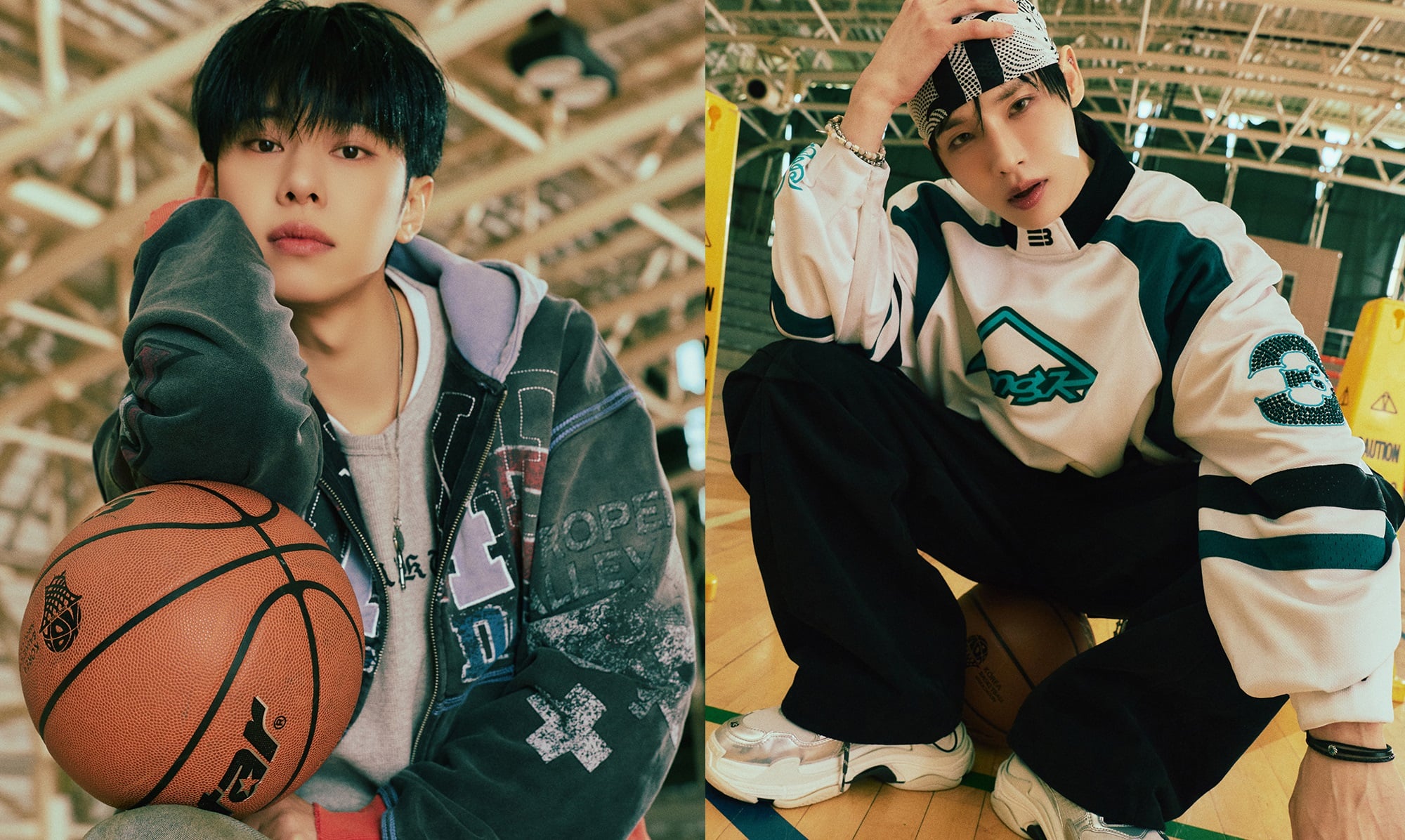 AB6IX hit the basketball court in concept photos for 3rd album 'Seven: Crimson Horizon'